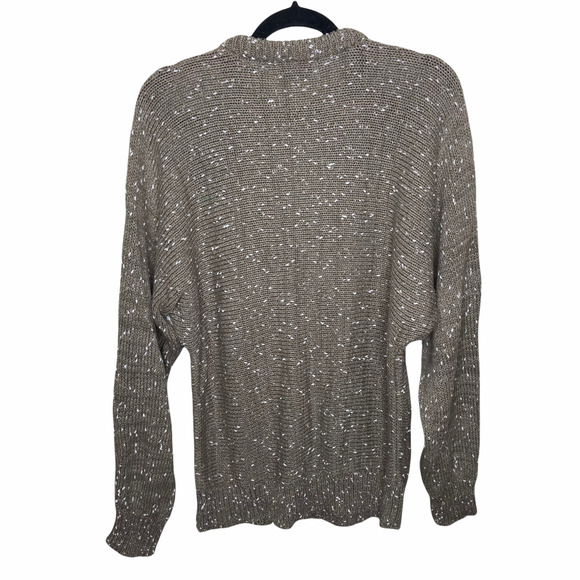 VTG Dolman Sleeve Textured Knit Sweater Size Large Brown Cream Abstract Damon - Picture 4 of 5